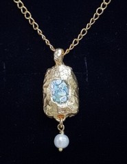 Authentic Roman Glass Gold Plated Pendent Ancient Fragments 200 B.C