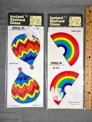 Vintage 1980s Decorcal Window Stickers Decals Hot Air Balloon Rainbow, Sheets x2