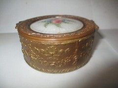 Antique French Enamel Guilloche Art Nouveau Medallion Box All Original