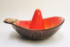 TREASURE CRAFT Orange Lava Glaze Sombrero Hat California Made in USA