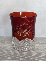 Edwardian Ruby Flash Cut to Clear Red Crystal Cup – To Mamma From Leonard (1908)