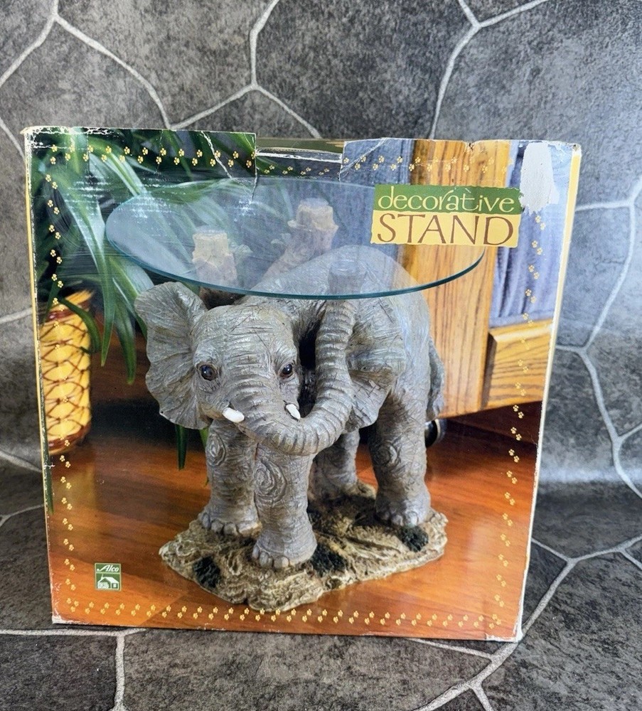 Alco Resin Elephant Decorative Stand Original 3D Design New in Box -12 Inch Tall