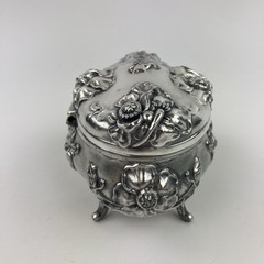 Vintage J.B. Signifies The Best Art Nouveau Silver plate Floral Trinket Box