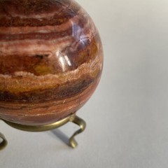 Vintage Polished Red Jasper Obelisk and Sphere on Stand