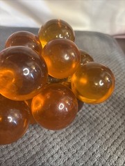 Vintage MCM Amber Orange Lucite Grape Cluster Large Driftwood Stem