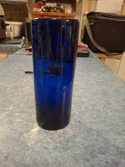 Vintage Hand Blown Cobalt Blue Glass Bud Flower Vase Cylindrical