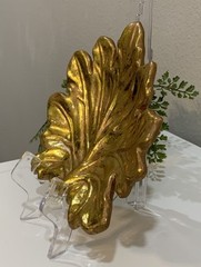 Vtg Ceramic Distressed Metallic Gold Copper Leaf Shaped Trinket Dish Decoration