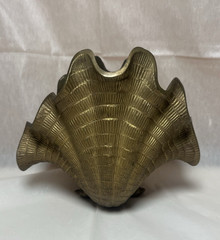 Vintage 1950s Solid Brass Clam Shell Trinket/Planter Hand Crafted In India
