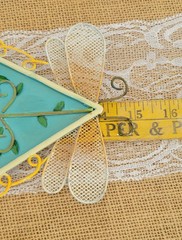 VTG 1990’s Hand-Painted Cat Wall Pocket, Tin w/Metal Mesh & Dragonfly Accents