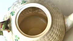 Belleek Shamrock Basketweave Teapot 8.5″ Ireland Parian China Mint