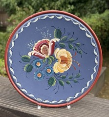 Vintage 1987 Hand Painted Rosemaling Wall Plaque D 8” Signed Anet Onstott