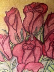 Watercolor Original Painting By Sally Harrison Roses Size 12”x9” Unframed