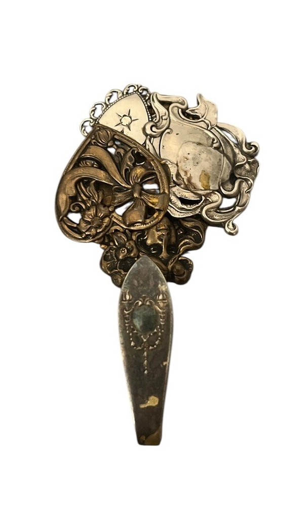 Vintage Unique Art Nouveau Ornate Silver Spoon Hook Wall Decor Victorian