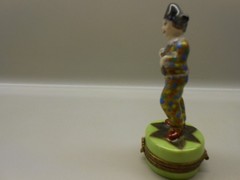 Authentic Limoges Box – France – Italian Medieval Harlequin Musician Minstrel
