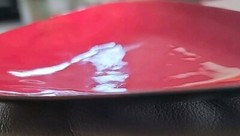 Vintage Mid Century Modern Enamel on Metal Dish Shallow Bowl Modernist Triangle