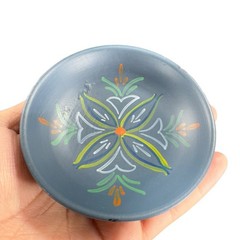 Norway Folk Art Wooden Dish Plate Hand Painted Sogndal Blue Floral Round Dish