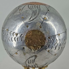 Hand made mixed metal stamped copper sun face Ball Orb Sphere decor