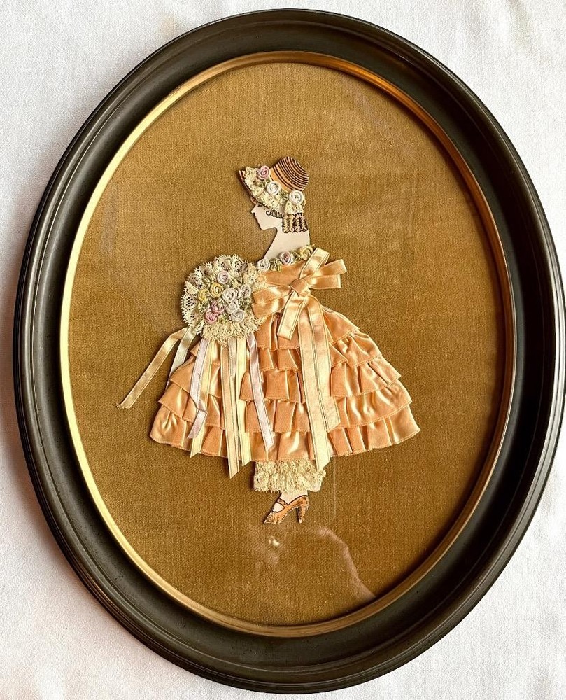 Vintage Art Deco Paper Doll Pink Ribbon Ruffles & Lace #44-reg