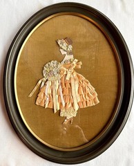 Vintage Art Deco Paper Doll Pink Ribbon Ruffles & Lace #44-reg