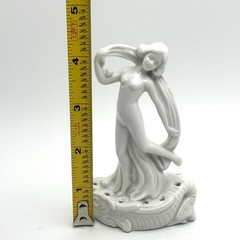 Antique Porcelain Nude Lady Hat Pin Holder Germany Art Deco Figurine 4.25”