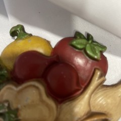 2 Vintage Sexton Cast Metal Wall Hanging Fruit and Vegetable Basket Art 1976