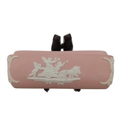 Wedgwood Pink Jasperware Trinket Box Cherub Relief 4″ Square