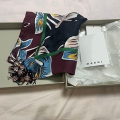 Marni Silk Scarf with Beaded Accessories 43cm x 43cm in Box
