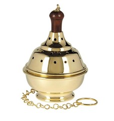 Sudbury Brass Round Single Chain Hanging Censer, 8 Inch Gold