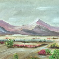 Vintage Amateur Desert Mountain Plein Air Landscape Oil Painting Unframed Issues
