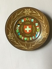 Small Decorative Wooden Dish Wall Plaque from Switzerland