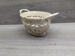 Lenox Gilded Garden Basket Off White Floral Gold Trim Porcelain Bowl Medium.