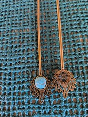 A pair of Bronze Decorative 8″ Spoon with Genuine Persian Turquoise Inlay.