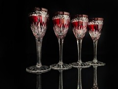 Faberge Na Zdorovye Cordial Liqueur Red Glasses NIB