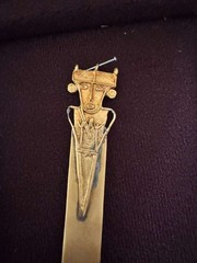 Mitus Colombia Muisca Style Letter Opener Pre-Columbian Gold Figure w/ Box