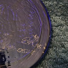 cobalt blue glass medallion, likely made In Turkey With A Signature 1990s