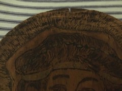 WORN SHABBY art Nouveau LADY Pyrography Wall Plaque Wood OLD, Sweet!