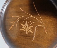 VTG L.Luyten Interlaken Switzerland Carved Etched Flower Wood Plate Dish