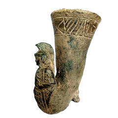 300 BC Ancient Roman Terracotta Drinking Rhyton Ceramic Artifact Intact Pottery