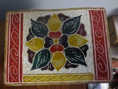 WONDERFUL PAINTED STONE LIDDED BOX FROM BRAZIL