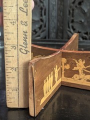 Vtg Marquetry Inlay Wooden Stand Greco Roman Mythology Art Display Base Cherub