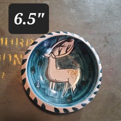 Vintage Lezerner Keramik Ceramic Switzerland Hand Painted Deer Bowl Plate Dish