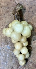 Vintage Alabaster Stone Grape Cluster w/ Wood Stem • Marble • Italy