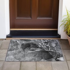 2′ X 3′ Black Gray and White Abstract Washable Non Skid Rug