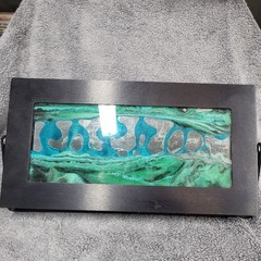 RARE Exotic Sands Moving Sand Art By William Tabar Black Metal Frame USA Made