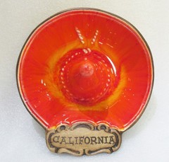 TREASURE CRAFT Orange Lava Glaze Sombrero Hat California Made in USA