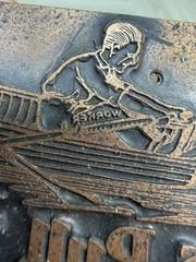 Copper Plated Wood Print Ink Block Boat Nautical Rowing Let’s Pull Together