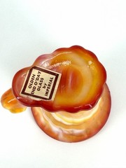 GLOWS Vintage Akro Agate Imperial Orange & White Slag Cadmium Toothpick Holder