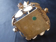 RARE VINTAGE Italy TOLE Gold Rose CENTERPIECE 4 Compart HOLDER Hollywood Regency