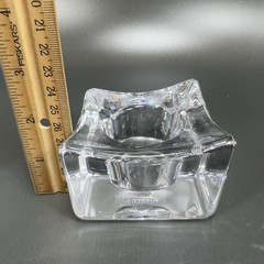 Orrefors Asymetrical Heavy Ice Cube Crystal Votive Candle Holder Sweden Set 2
