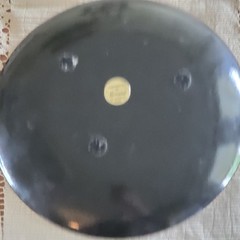 Vintage Bovano Copper Enamel Plate Blue with Daisy Type Flower Design 7.75″